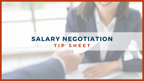 Salary negotiation tip sheet visualization with charts and data points